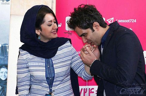 عکس/آقای بازیگر ایرانی در حال بوسیدن همسرش!
