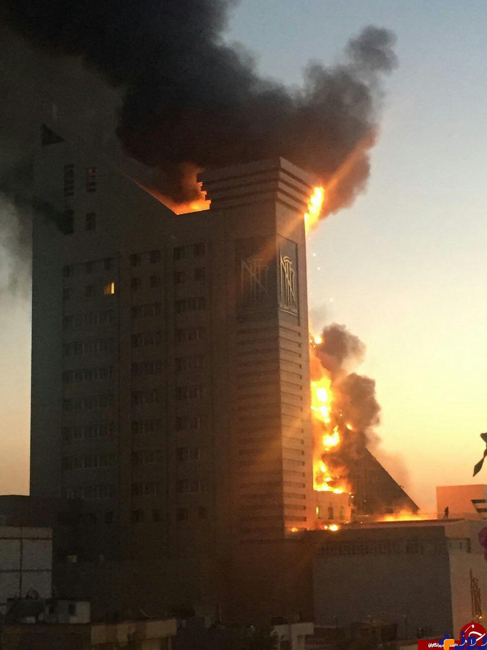 برج سلمان مشهد در آتش سوخت/ عکس