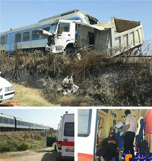 برخورد قطار و کامیون در مازندران + عکس