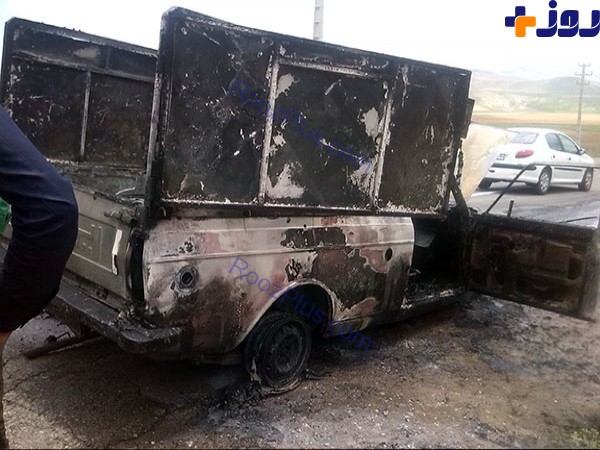 تصادف در مشیریه تهران/ راننده در آتش سوخت+ عکس