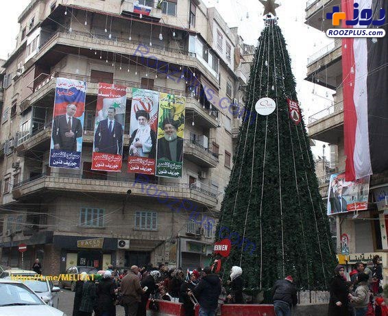 تصویری جالب از درخت کریسمس در حلب