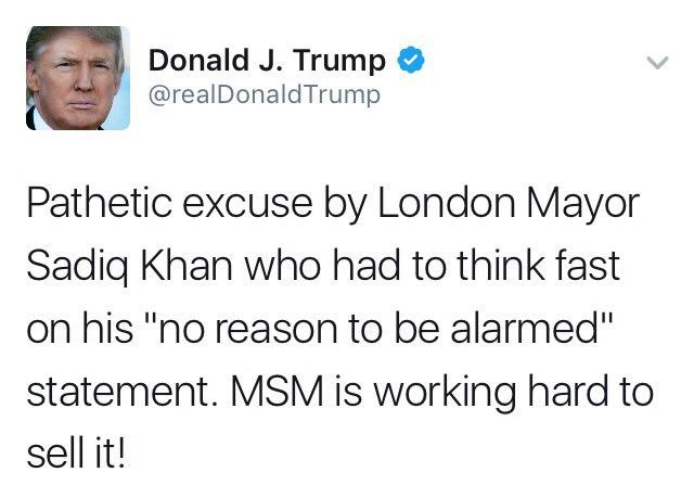 حمله توئیتری مجدد ترامپ به شهردار لندن