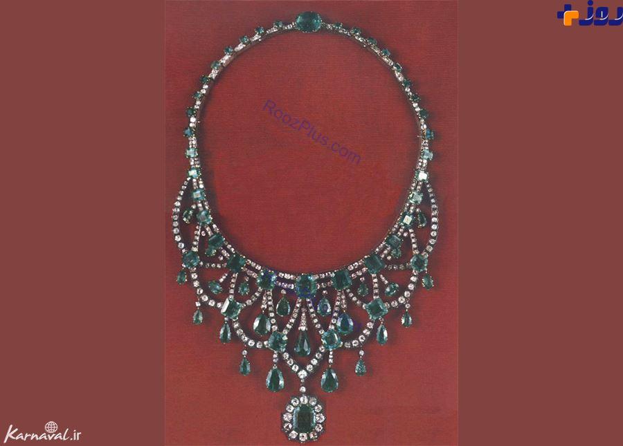 گردنبند الماس و زمرد، جواهر شاهدخت قاجار +عکس