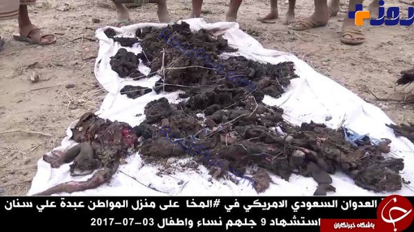 جمع‌آوری اجساد تکه‌تکه‌شده قربانیان جنایات عربستان با گونی/تصاویر +18