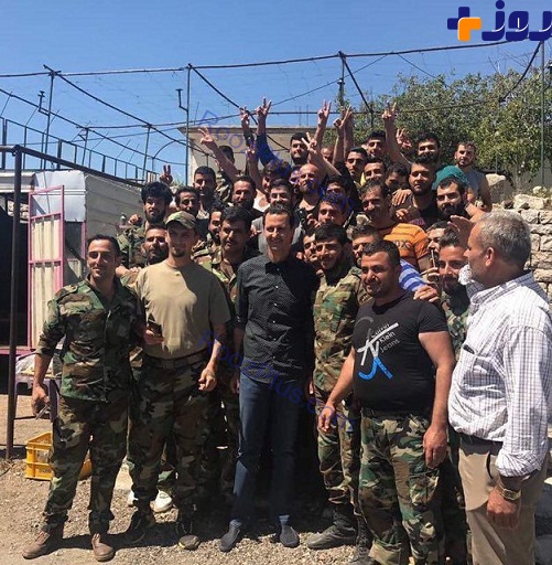 عکس/ دیدار بشار اسد با خانواده‌های زخمی‌ ارتش سوریه