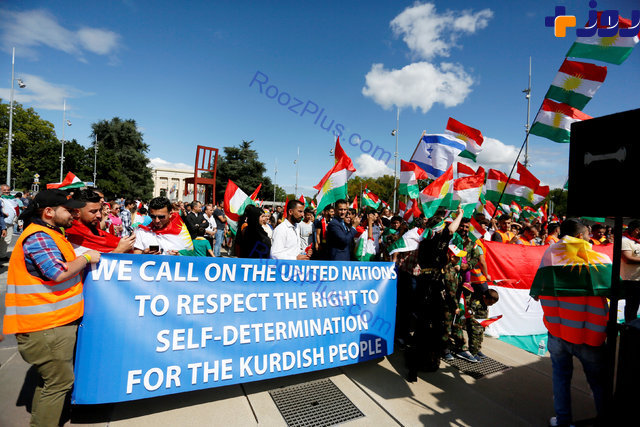 پرچم اسرائیل در تظاهرات حمایت از جدایی کردستان در ژنو برافراشته شد!/عکس