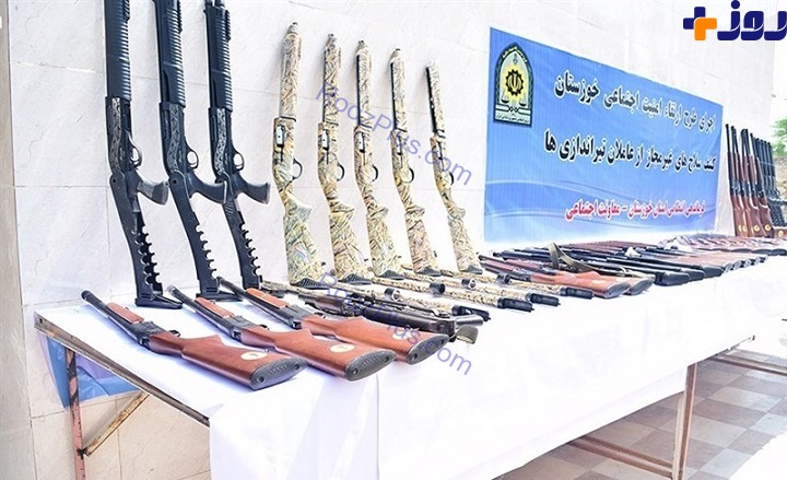 کشف بیش از ۱۳۰ قبضه سلاح جنگی و شکاری غیرمجاز در خوزستان +تصاویر