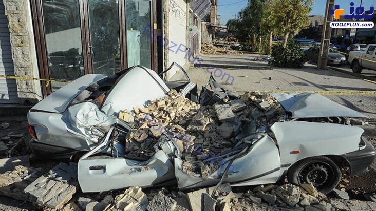 عكس/ تفاوت استقامت پرايد و خودروی خارجی در زير آوار زلزله كرمانشاه
