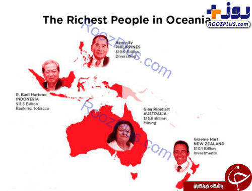 ثروتمندترین‌های جهان در هر قاره+ نقشه