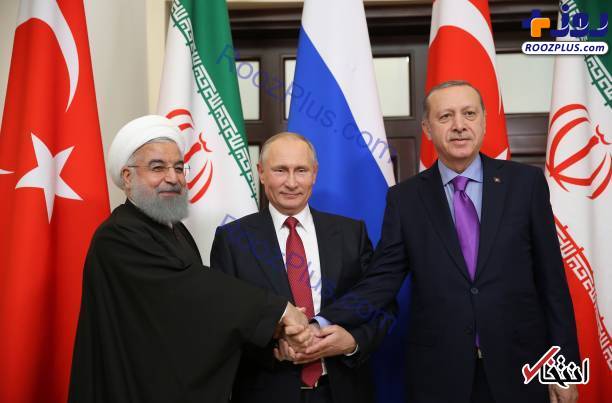 عکس/ روحانی، پوتین و اردوغان دست در دست هم