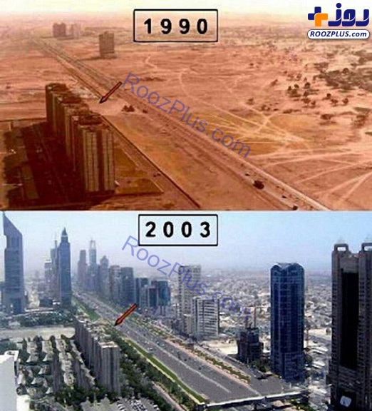 عكس/ تغييرات دبی از كوير به يک شهر فوق مدرن در ٢٧ سال