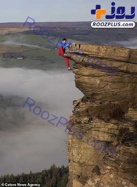آویزان‌ شدن از صخره با یک دست و بدون طناب!/عکس