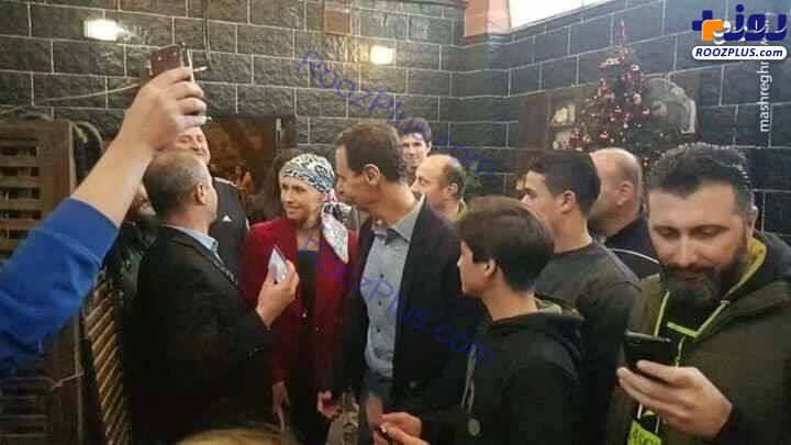 بشار اسد و همسرش در کلیسای طرطوس+عکس
