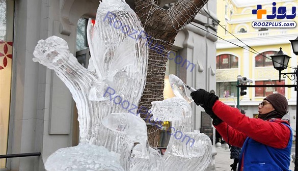 ساخت مجسمه‌های بسیار زیبا با یخ! +تصاویر