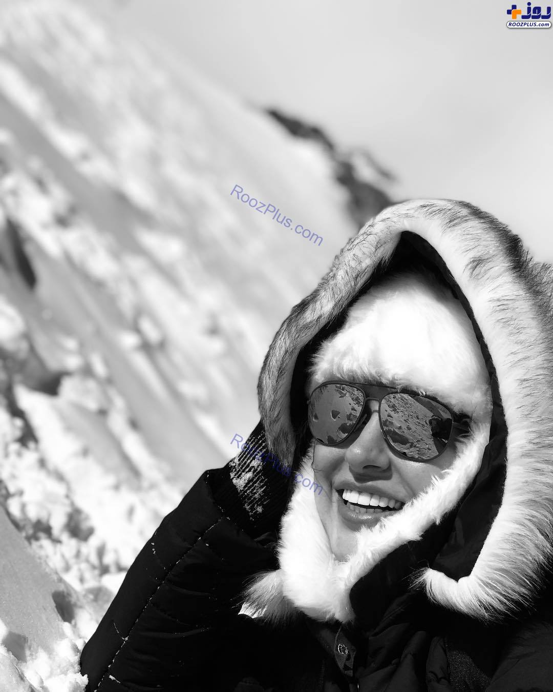 «سمانه پاکدل» در سرمای کوهستان +عکس