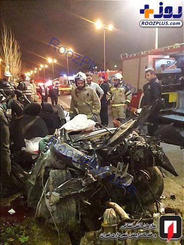 تصادف مرگبار پژو ۲۰۷ با دیواره پل یادگار امام(ره) تهران +عکس