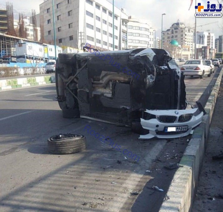 تصادف سنگین بی ام و در ولنجک تهران +عکس