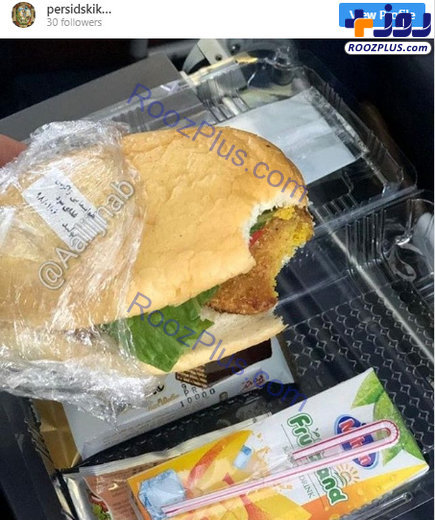 وعده غذایی فلافل در هواپیمای ایرانی!+عکس