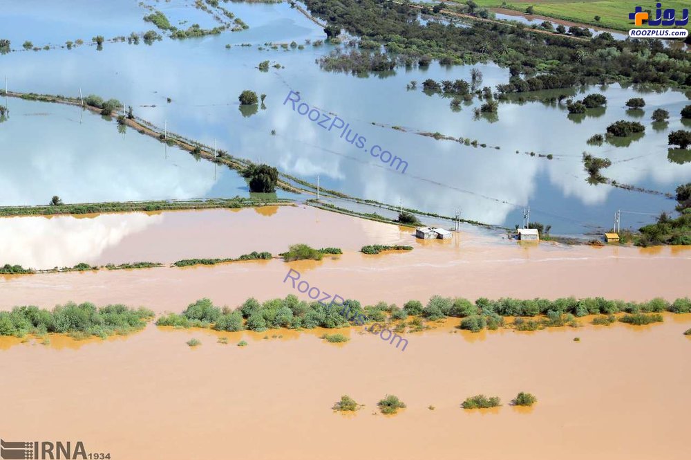 تصاویر هوایی از سیلاب کرخه و کارون