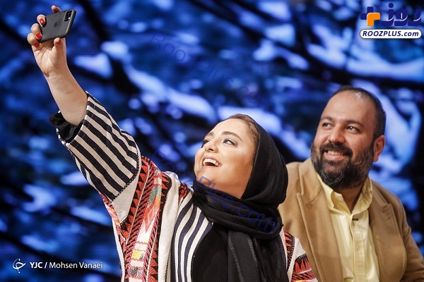 نرگس محمدی و همسرش در پشت صحنه برنامه روشن‌ترین شب +عکس
