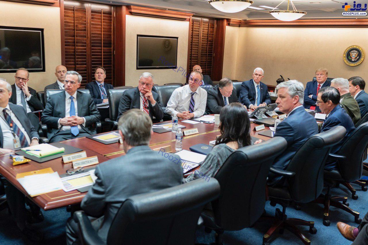 عکس/تصویری از جلسه شورای امنیت ملی آمریکا برای بررسی پاسخ موشکی ایران