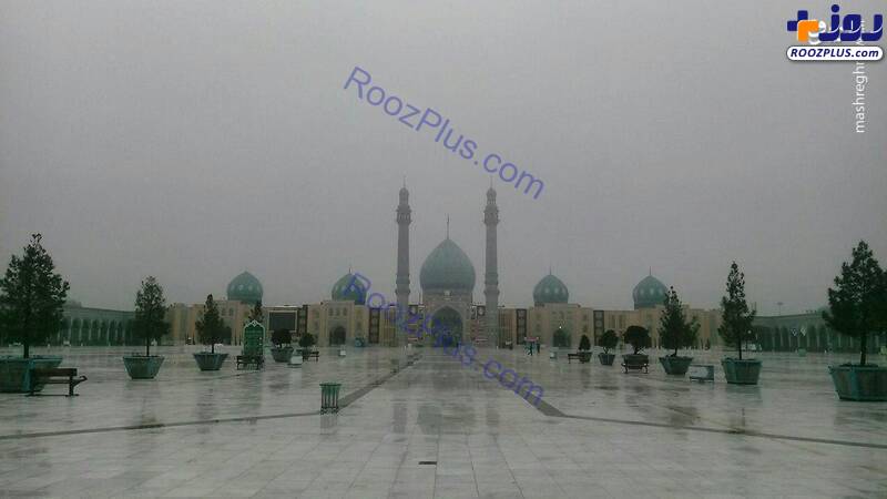 مه صبحگاهی در مسجد مقدس جمکران +عکس