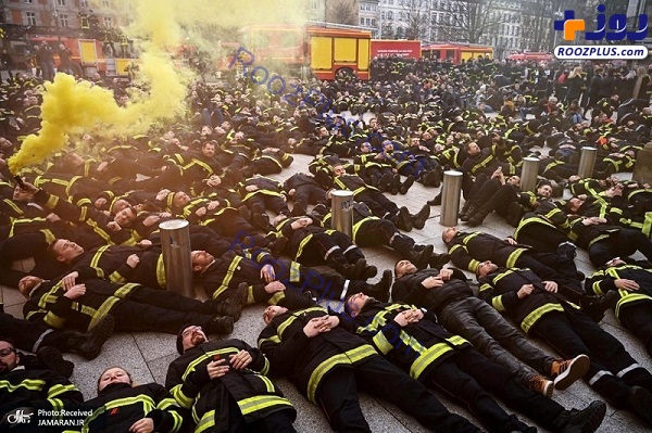 اعتراض آتش نشانان در استراسبورگ فرانسه +عکس