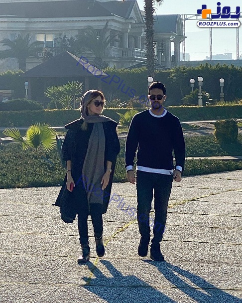 قدم زدن های دونفره شاهرخ استخری و همسرش +عکس