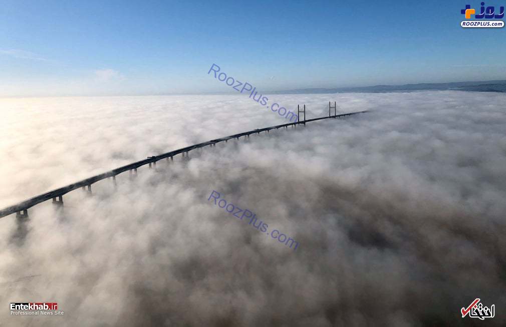 مه غلیظ در اطراف یک پل در ولز +عکس
