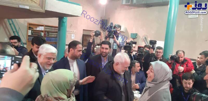 حضور ظریف و همسرش در پای صندوق رای جماران+عکس