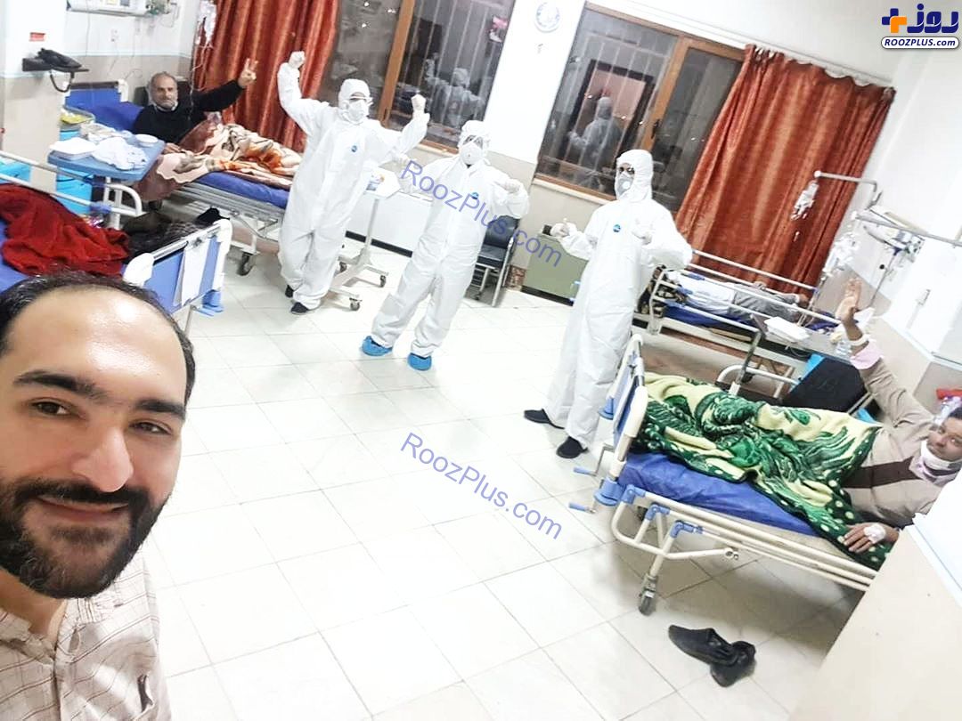 سلفی بیمار مبتلا به کرونا با پرستاران در بیمارستان مسیح دانشوری +عکس