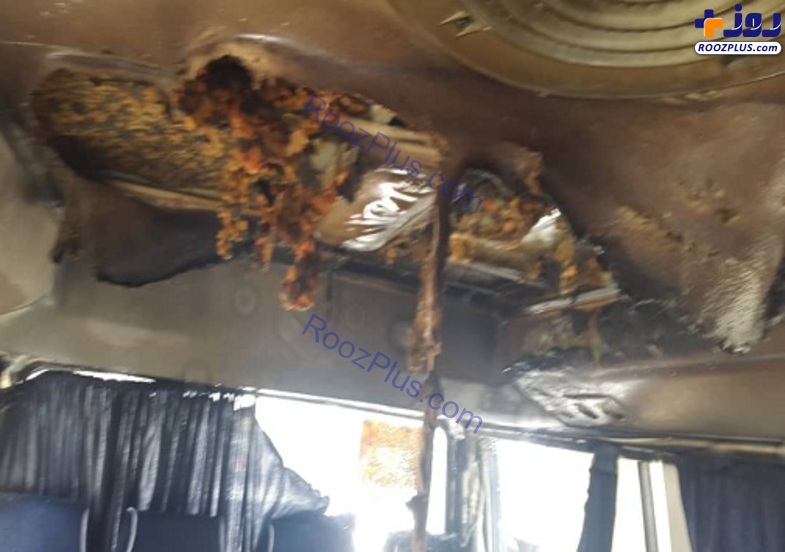 آتش گرفتن مینی بوس سرویس مدرسه در اهواز +تصاویر
