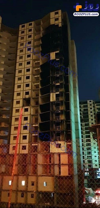 آتش‌‌سوزی بامدادی در برج ۲۲ طبقه +عکس