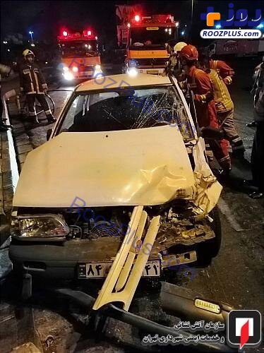عکس/ مرگ راننده پراید در تصادف هولناک تهرانپارس