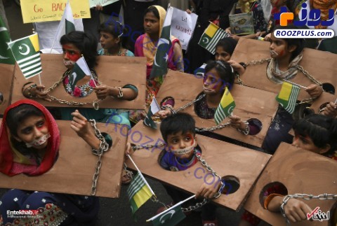 عکس/اعتراض متفاوت کودکان کشمیر علیه دولت هند