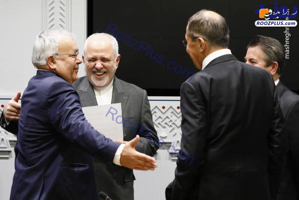 عکس/ خنده های وزرای خارجه ایران، روسیه و ترکیه در سازمان ملل