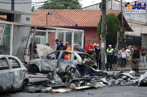 سقوط مرگبار هواپیمای برزیلی در خیابان +عکس