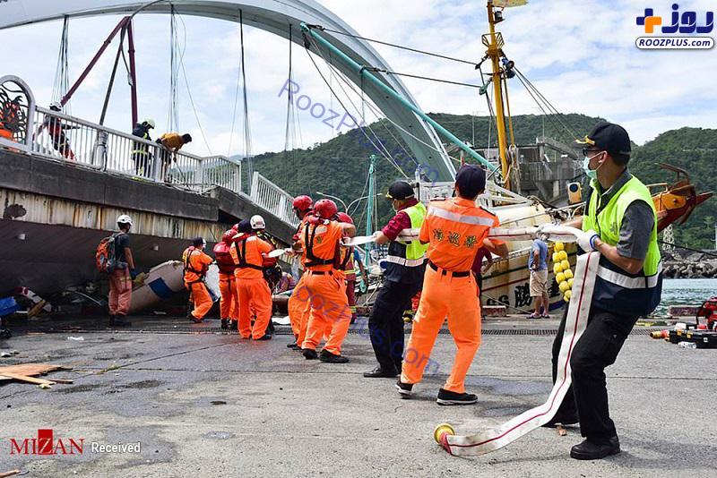 ریزش وحشتناک یک پل در تایوان + تصاویر