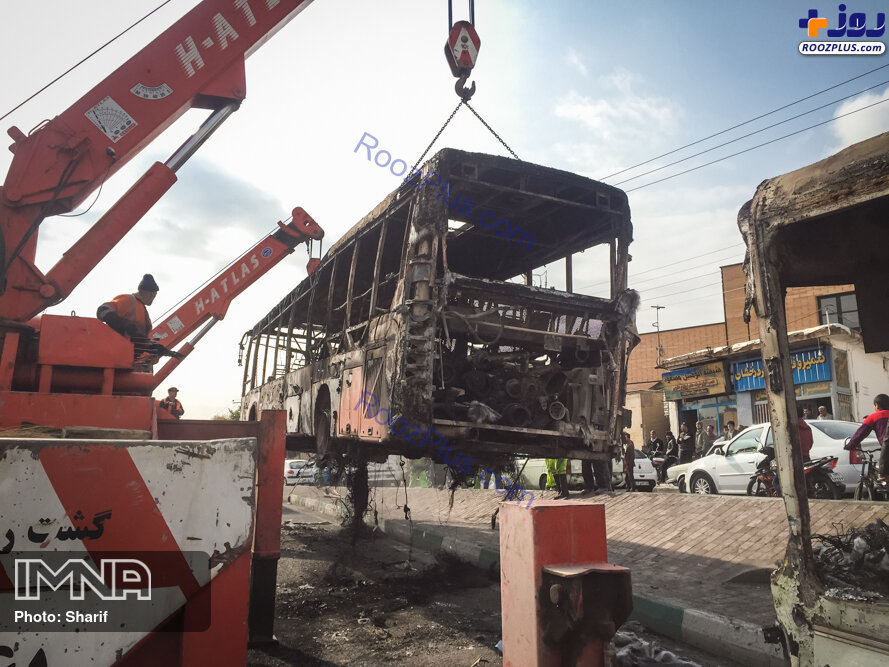 عکس/ آتش زدن اتوبوس ها در نا آرامی های اصفهان