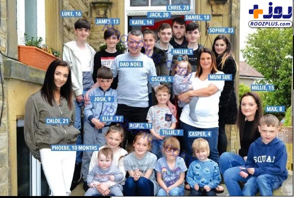 یک خانواده انگلیسی با ۲۲ فرزند! +عکس