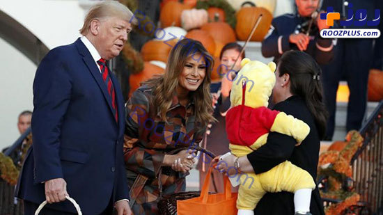 ترامپ و ملانیا و عروسک مینیون در جشن هالووین کاخ سفید/تصاویر