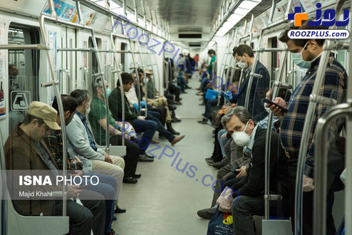 اجرای طرح فاصله گذاری اجتماعی در مترو +عکس