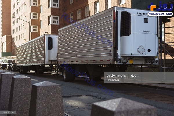 عکس/ کامیون‌های یخچال‌ دار در کنار بیمارستان های نیویورک