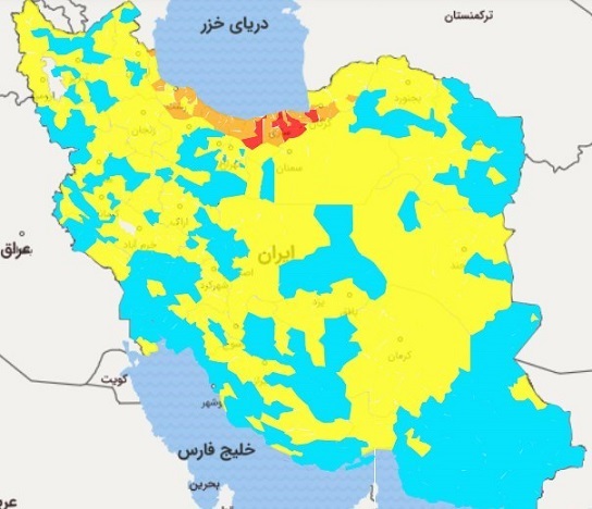 وضعیت قرمز در ۷ شهرستان مازندران و گلستان