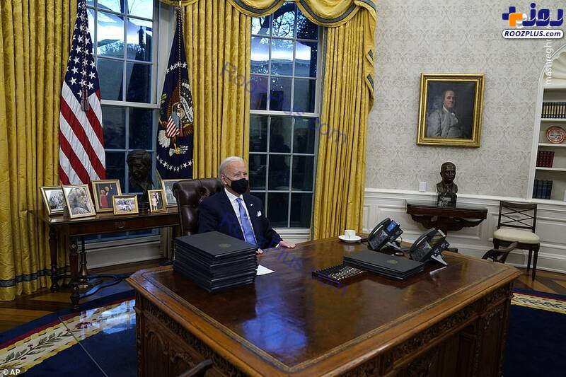 بایدن در اتاق ریاست جمهوری آمریکا+عکس