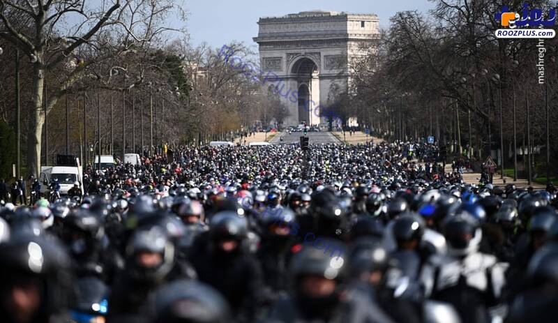 شانزه لیزه پاریس در تصرف موتورسواران +عکس