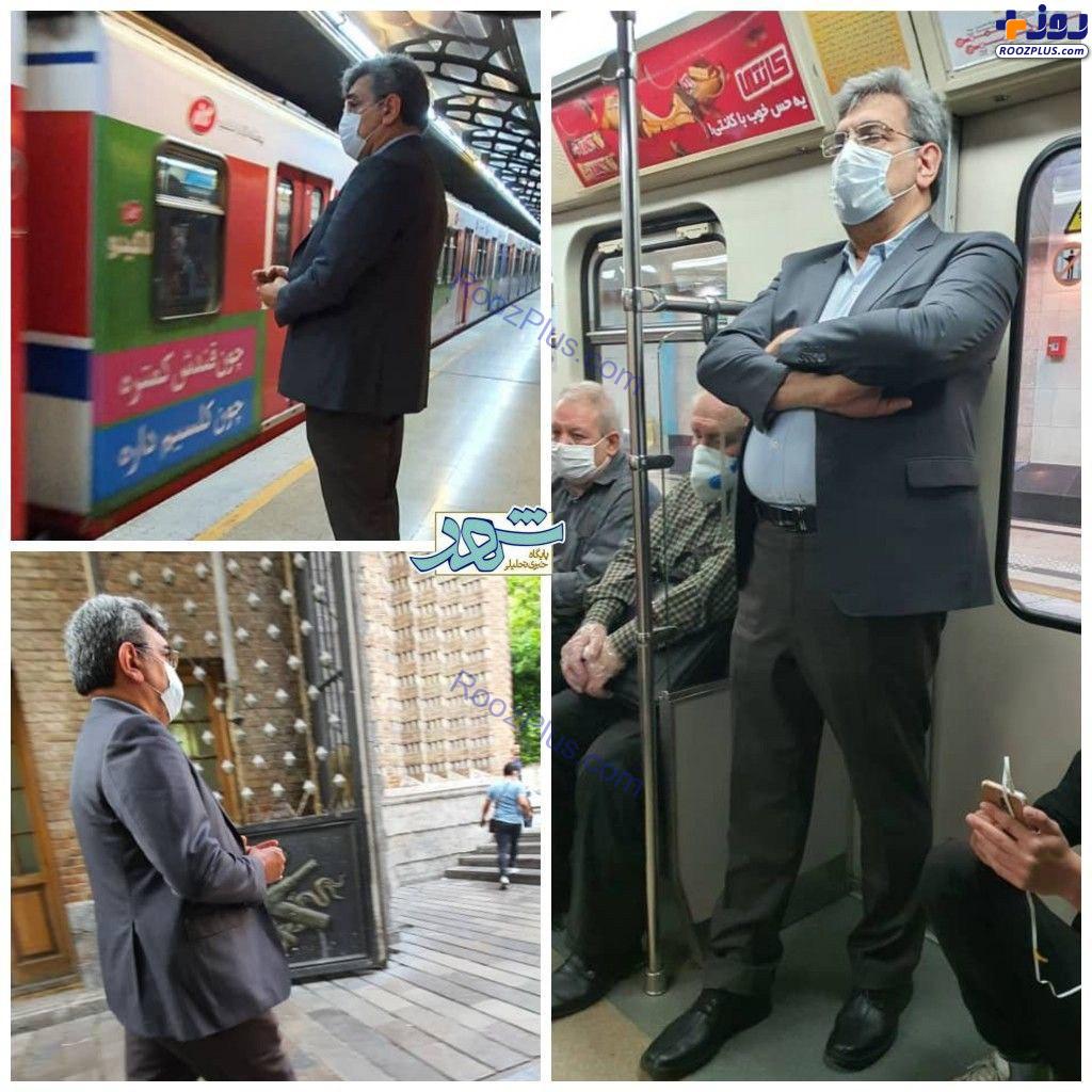 استفاده شهردار تهران از مترو در روزهای کرونایی +عکس