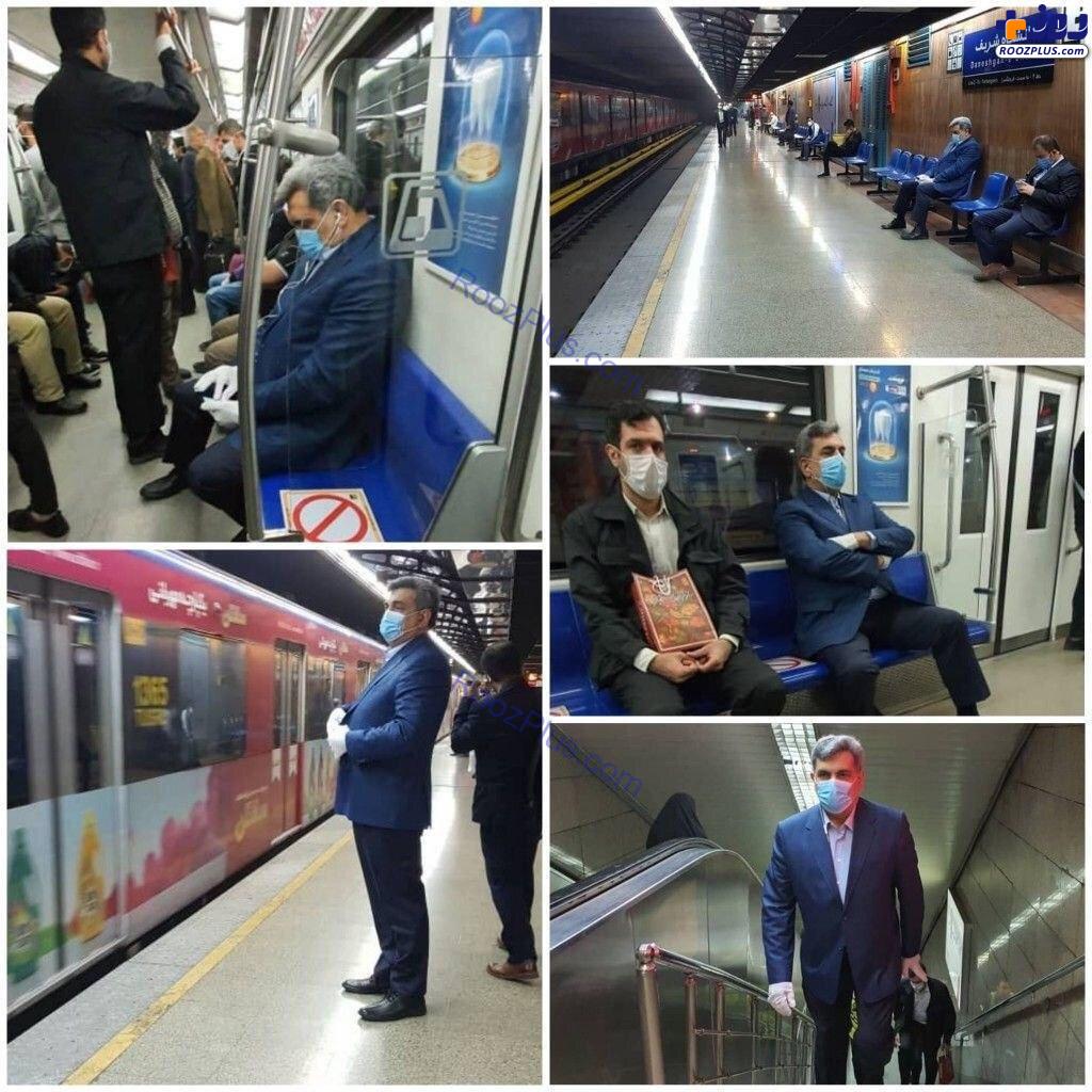 استفاده شهردار تهران از مترو در این روزهای کرونایی +عکس