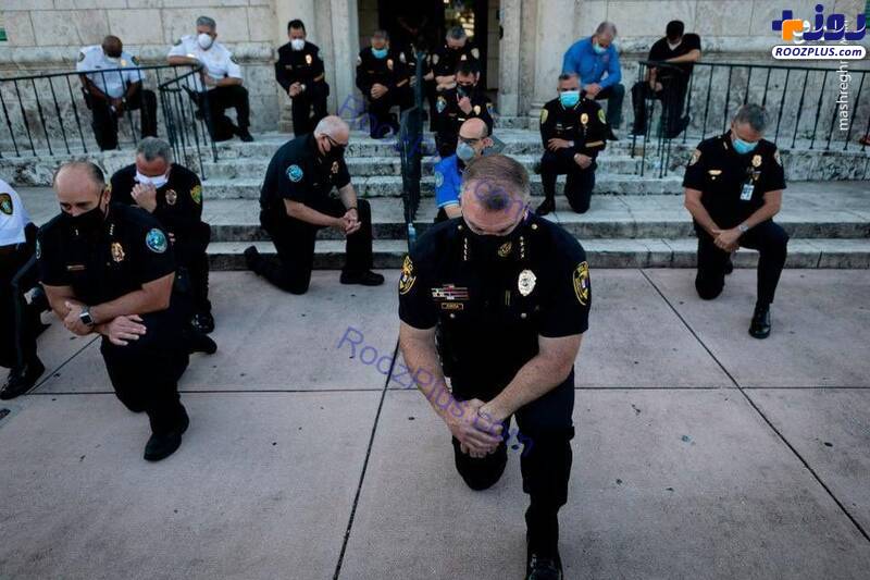 نیروهای پلیسی که به معترضان آمریکایی پیوستند/عکس