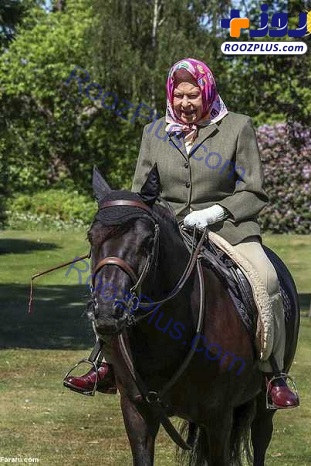 ملکه انگلیس سوار اسب از قرنطینه خارج شد +تصاویر
